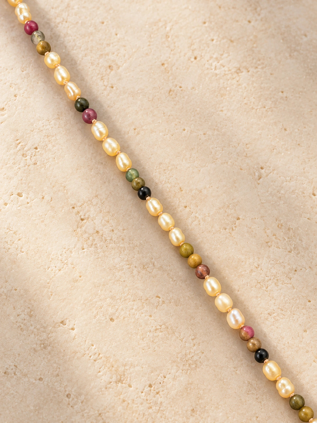 Maya Necklace with tourmaline gemstones and pink pearls